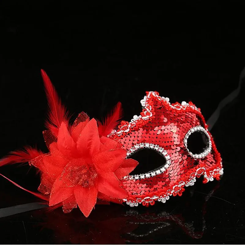 Women Girls Sequins Flower Mask Princess Ball Masquerade Mardi Gras Halloween Carnival Dress Party Supplies|Аксессуары для