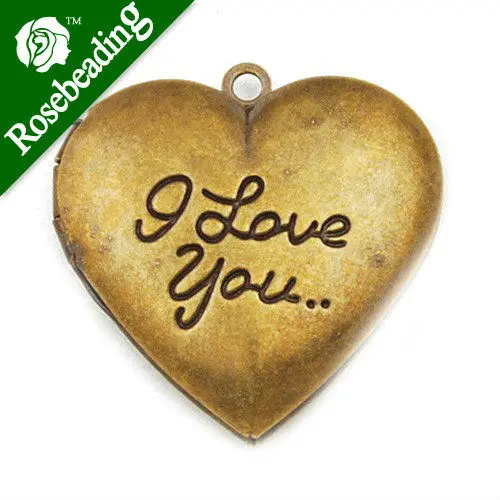 

29*28 mm Antique Brass "Love you" Heart Lockets Pendant,engraving lockets,antique lockets for sale,sold 20pcs per package