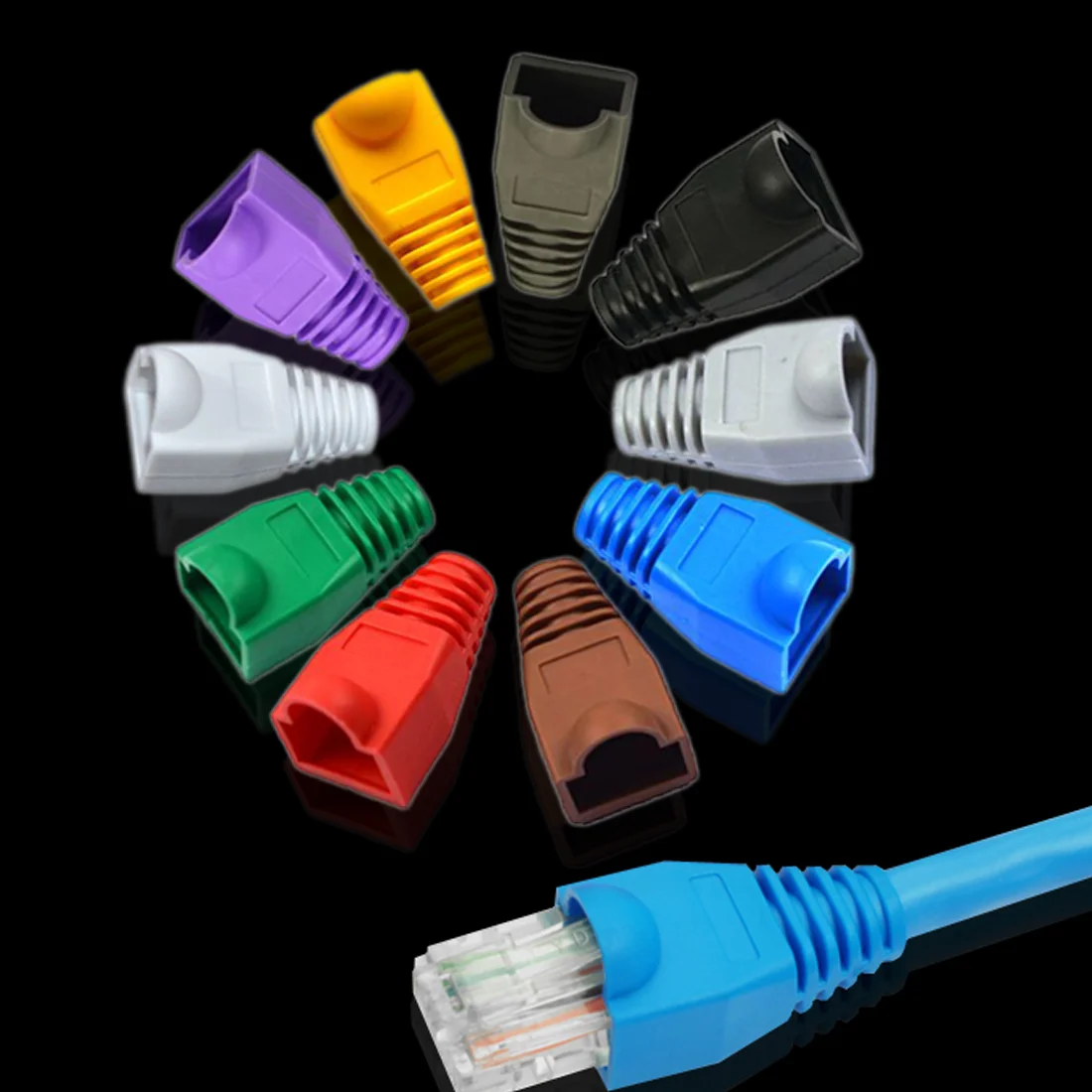 20 шт красочные RJ 45 колпачок адаптера 0 6 мм для сети Ethernet кабельный разъем Вилки RJ45