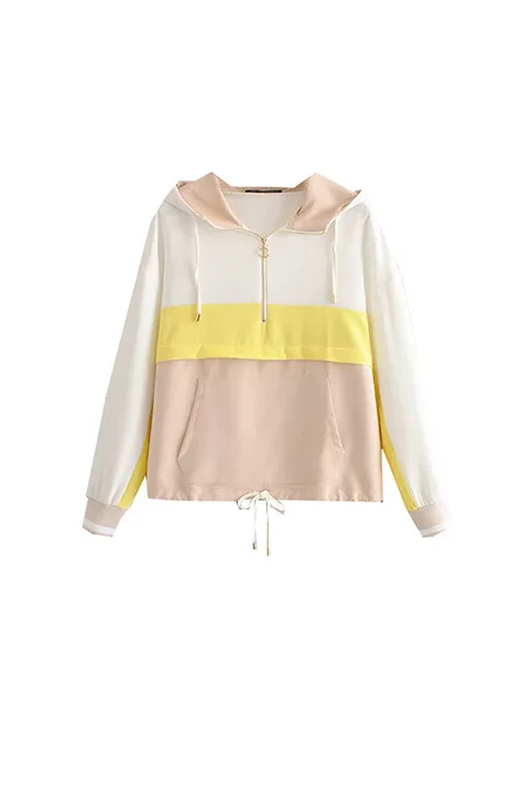 

Casual 2 Piece Set Women Suit Loose Color Matching Long-sleeve Hooded Pullover Sweater Top High Waist Elastic Jogging Sweatpants