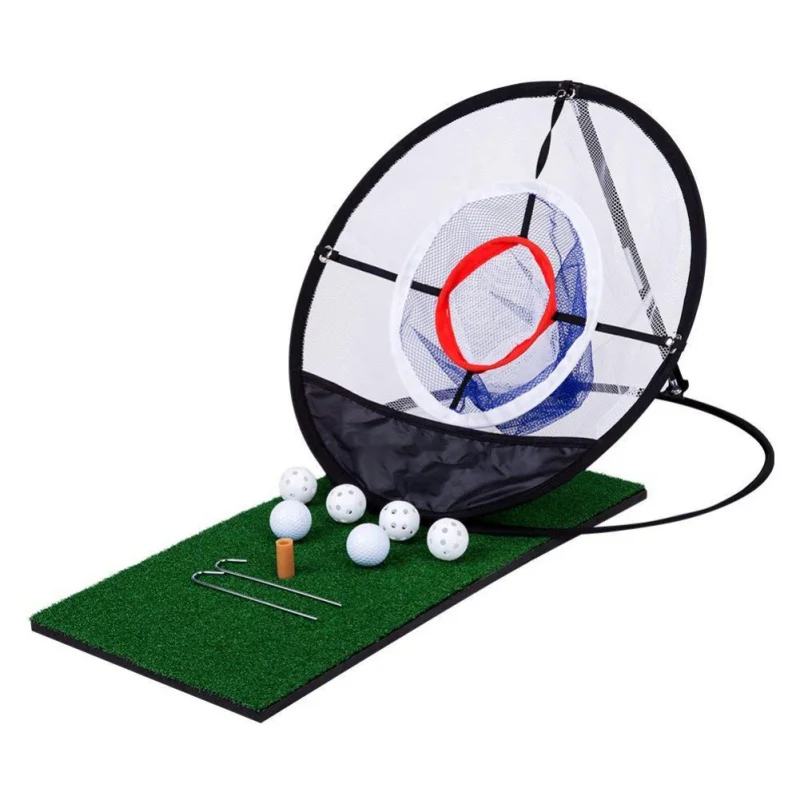 

Golf Indoor Outdoor Chipping Pitching Cages Mats Practice Easy Net Golf Training Aids Metal + Net