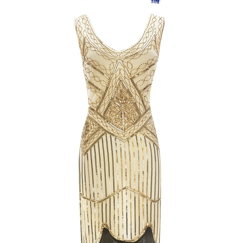 Женское вечернее платье Robe Femme S 1920 S Great Gatsby Flapper Sequin Fringe Midi платье Vestido летнее арт-деко Ретро новое платье
