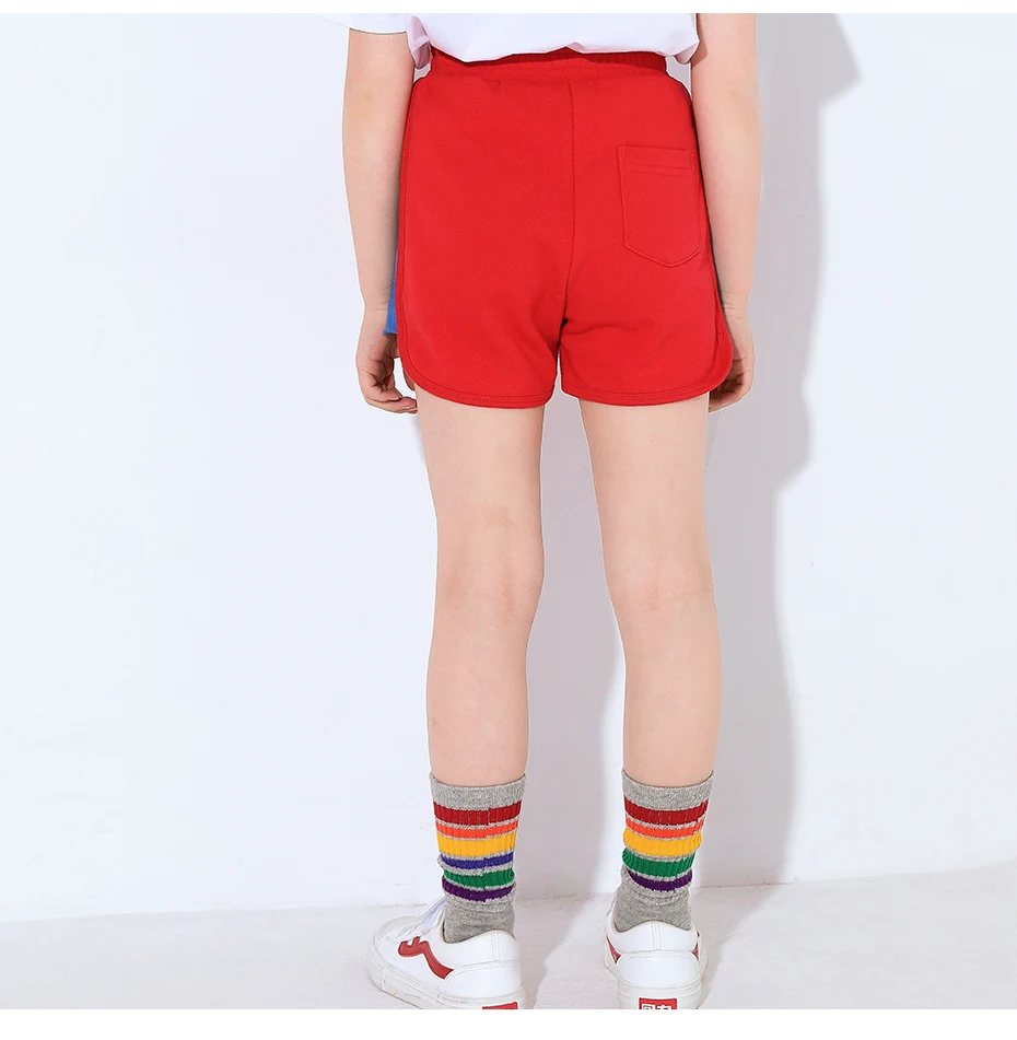 Pioneer kids/спортивные шорты для девочек; популярная цветная полоска с буквенным принтом; шорты для девочек; Одежда для девочек; пляжные трикотажные шорты; детская одежда; EDK
