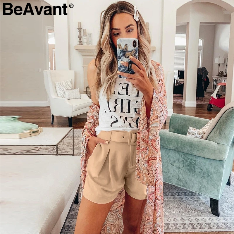 BeAvant Повседневный шорты с поясом женские пиджак короткие брюки Streetwear твердые