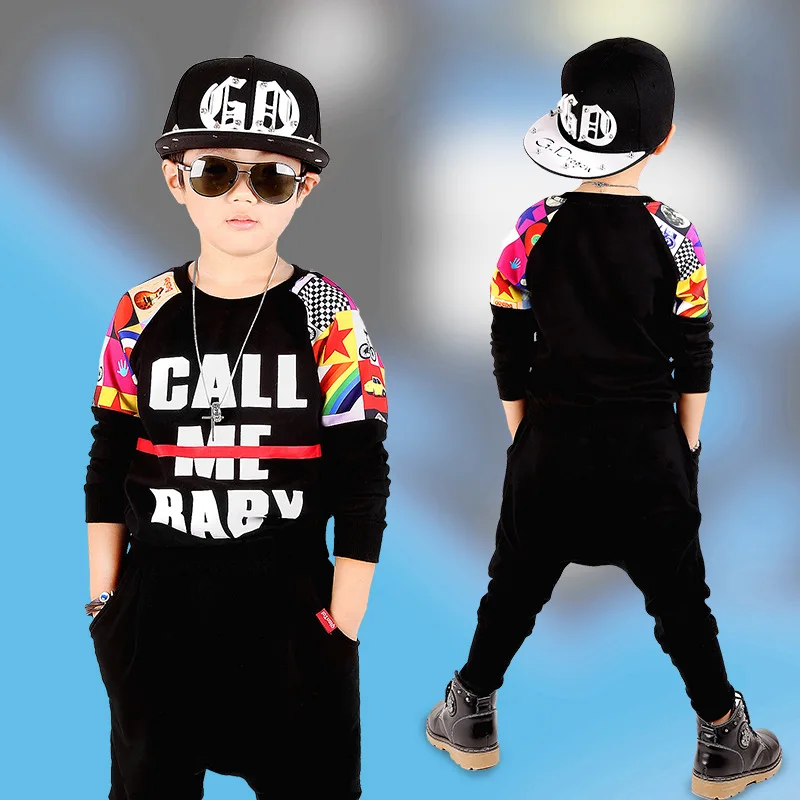 Детская Одежда 2017 Весной Новые Дети Мальчики Хип-Хоп повседневная Костюм