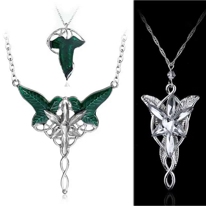 Колье с подвеской в виде зеленых листьев и звезд|crystal pendant necklace|lord ofpendant necklace |