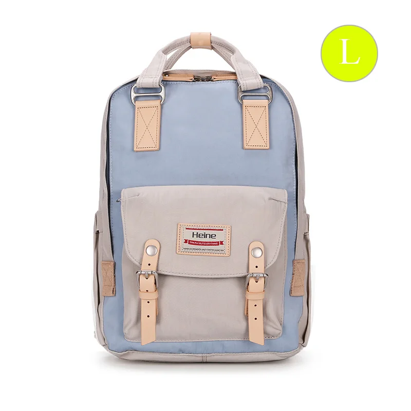 sky blue gray L Heine большая сумка для подгузников для беременных, дорожный рюкзак, сумка для детских вещей, водонепроницаемая квадратная сумка для подгузников, модная сумка для мам и Пап - Цвет: sky blue gray L