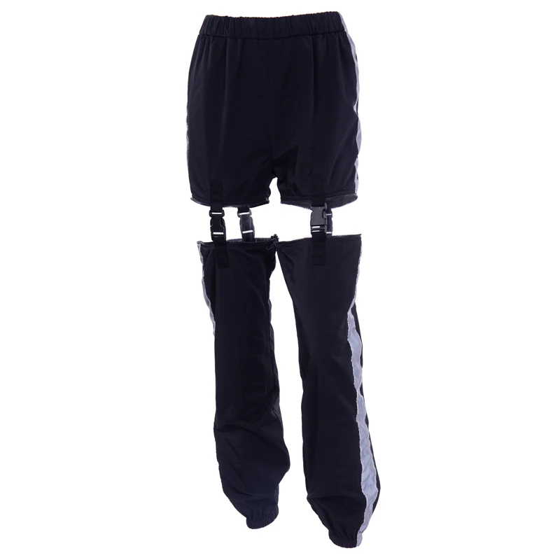 InstaHot женские Jogger штаны с пряжкой с полоской сбоку карго брюки для бега женские брюки с отверстиями свободные с эластичной талией отражающие легкие крутые уличные брюки повседневные