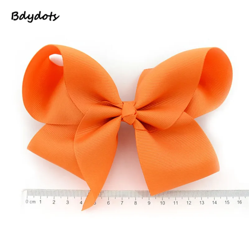 

6 Inch 1Pc Kids Colorful Big Hair Bow Solid With Clip Boutique Solid Grosgrain Hairpins Hair Accessories Hairclips