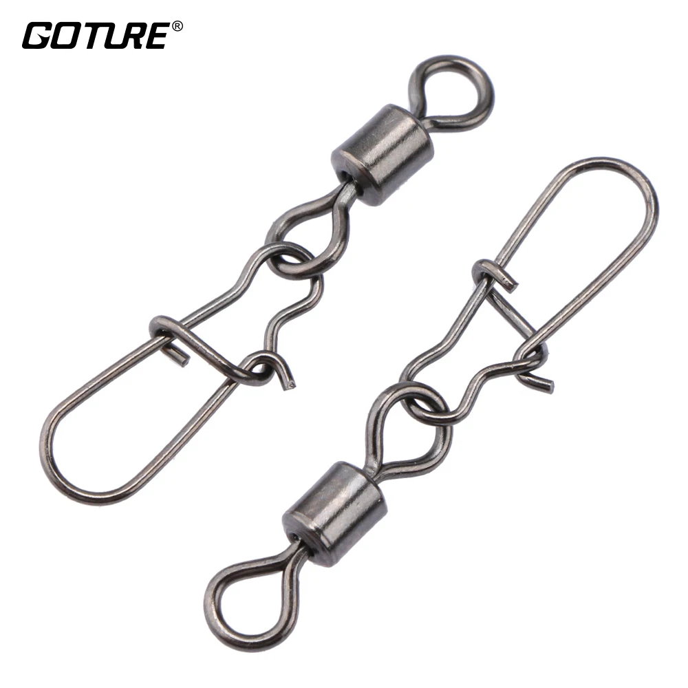 GOTURE 200 шт./упак. вращающийся поворотный Рыболовный крючок с защелкой из