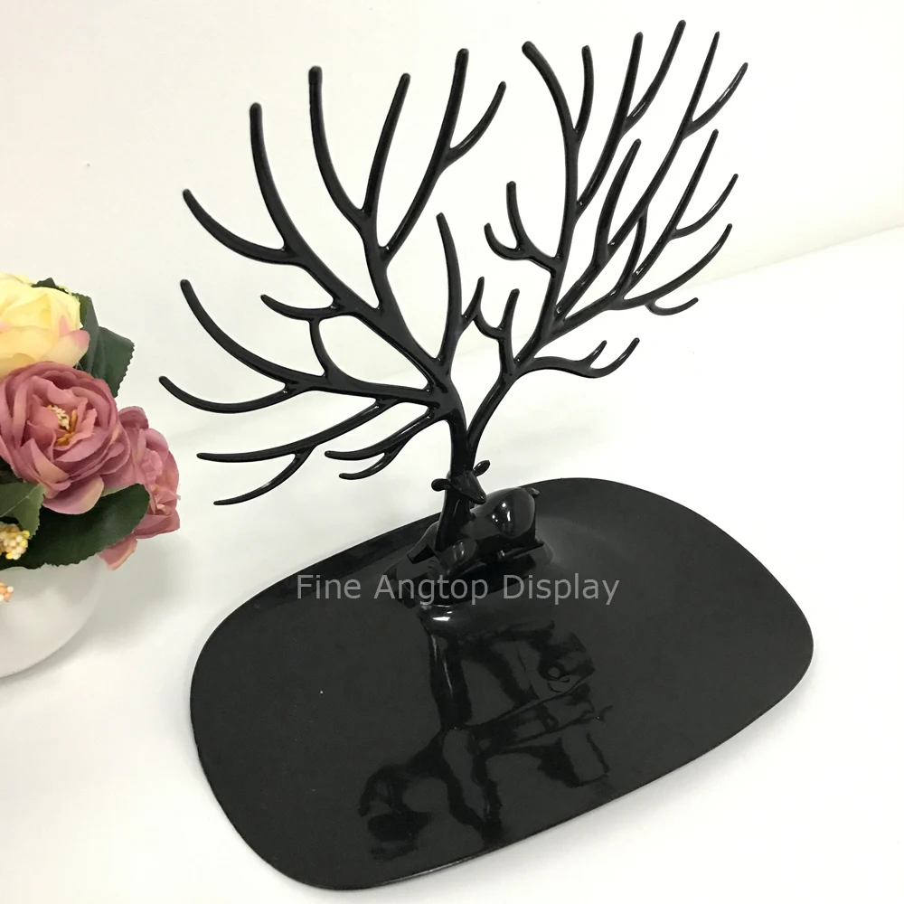Black Christmas Deer Plastic Ornaments Holder Earrings Display Bracelet Necklace Rings Sunglasses Show Stand Tray Holder