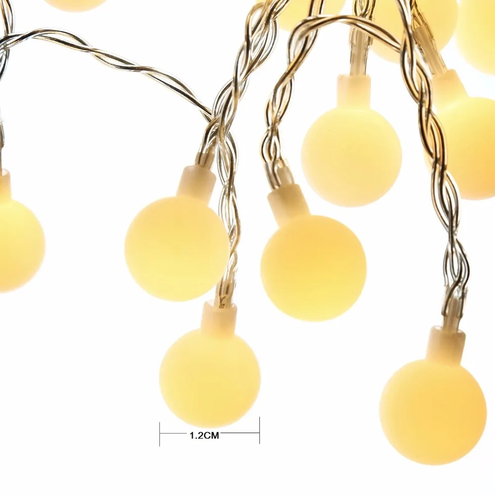 33FT 100pcs 1.2cm little Christmas ball string lights IP44 Outdoor Warm White LED Fairy Lights Holiday Wedding Patio Decoration | Лампы и