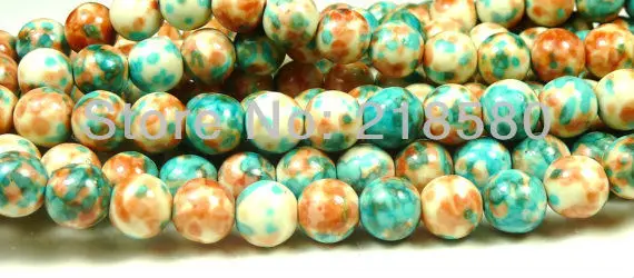 

H-RB05 200pcs/pack 6mm 8mm 10mm 12mm Round Salmon, Orange, Sky Blue Rain Flower Stone Ocean Jadee Round stone Beads