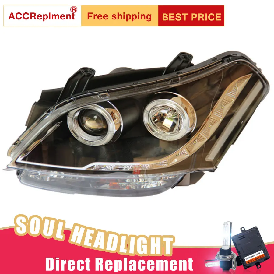 

2Pcs LED Headlights For Kia Soul 2010-2012 led car lights Angel eyes xenon HID KIT Fog lights LED Daytime Running Lights