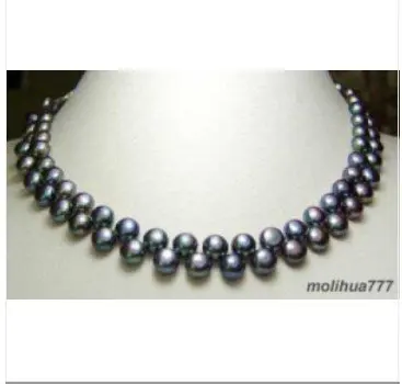 БЕСПЛАТНАЯ ДОСТАВКА &gt&gt&gt@@ 2 Ряда Настоящее Черная Жемчужина Серебра Застежка