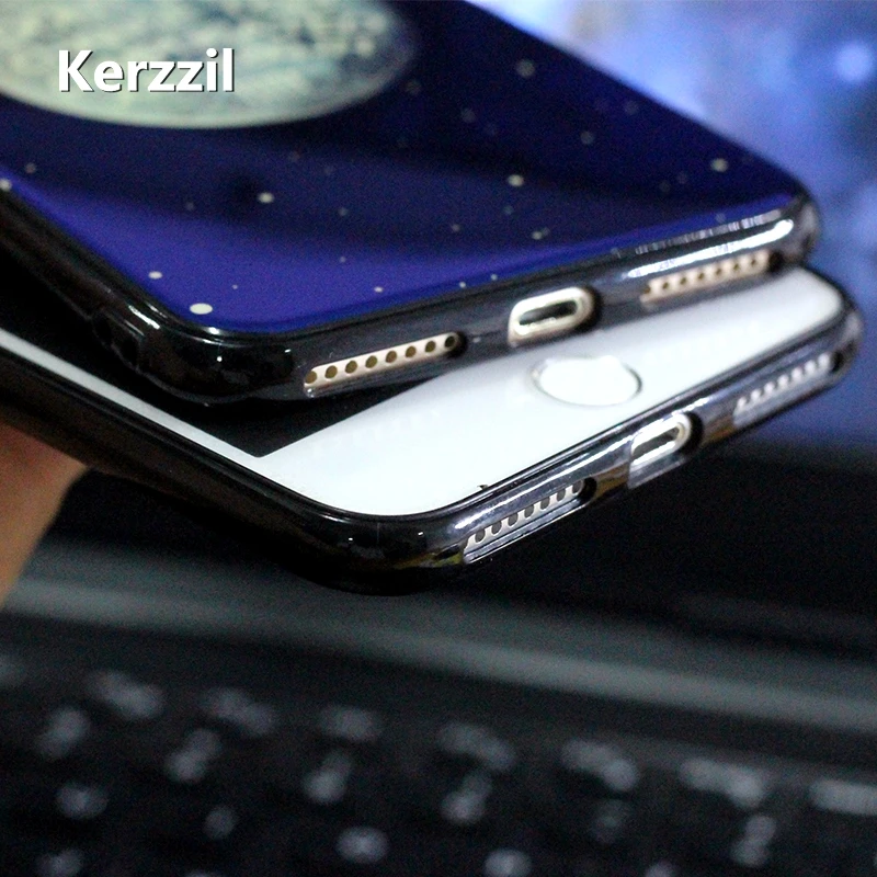 Kerzzil Moon Blue-ray Star moon Case For iphone6 7Planet Stars Cover Soft Silicone Phone Cases iphone 7 6 6S 8 PLus |