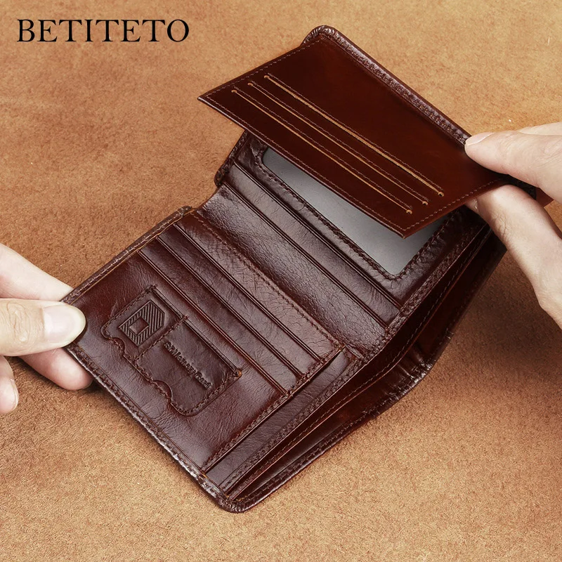

Мужской кошелек Betiteto из натуральной кожи, маленькие бумажники, модные портмоне для мелочи, держатель для денег