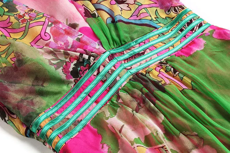 Летние платья из 100% чистого шелка 2017 высококачественное богемное Пляжное Платье