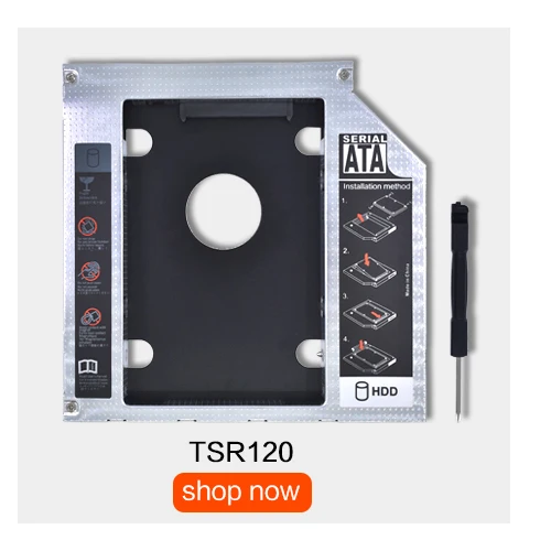 TISHRIC алюминиевый 2-ой HDD Caddy 12,7 мм SATA 3,0 CD DVD для HDD для 2,5 ''чехол для SSD, HDD корпус CD-ROM Optibay