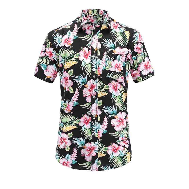 

Dioufond Hawaiian Men Shirt Brand Floral Print Mens Summer Shirts Streetwear Loose Casual Short Sleeve Shirt Mens Tops 2019