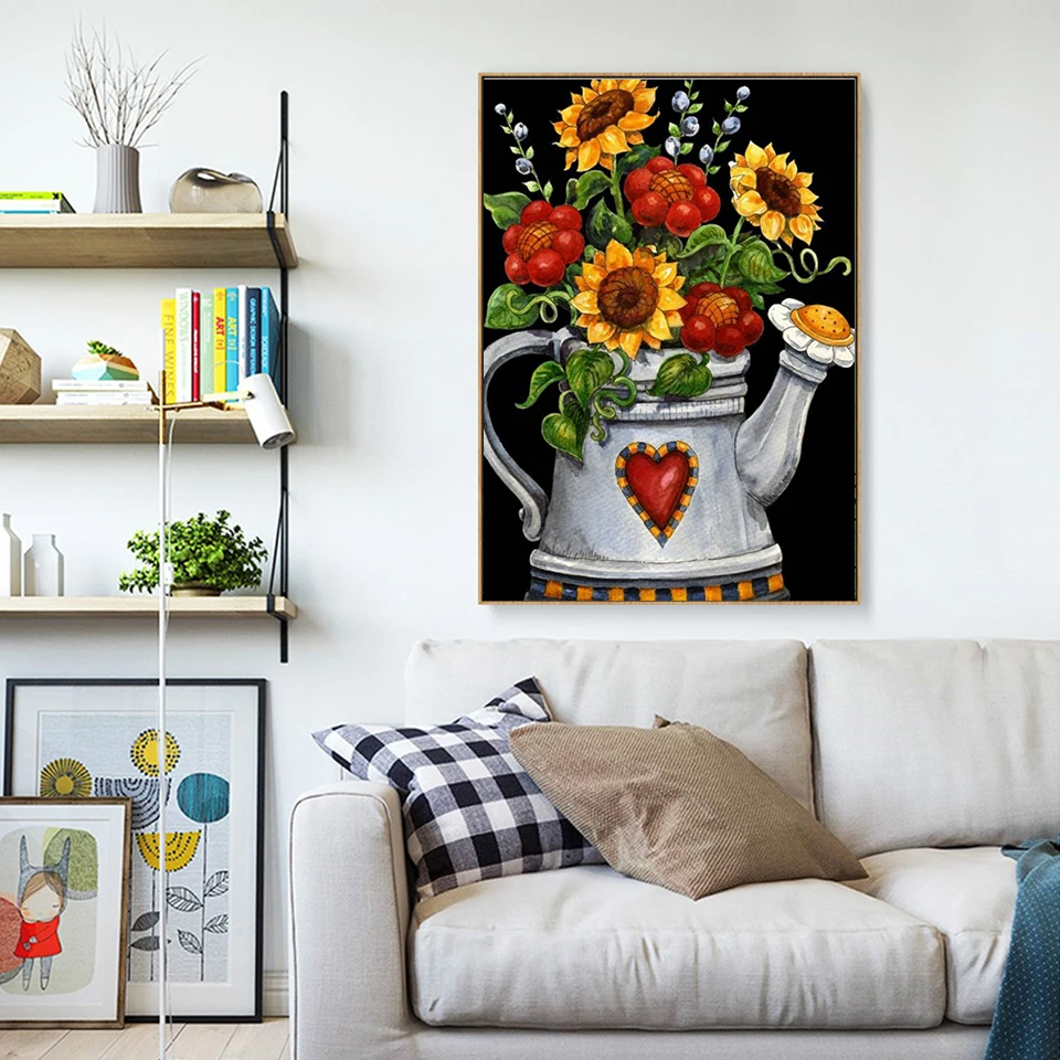 5D DIY Diamond Painting Full Drill Square Flower Embroidered Sunflower Rhinestone Home Decoration a1053 | Дом и сад