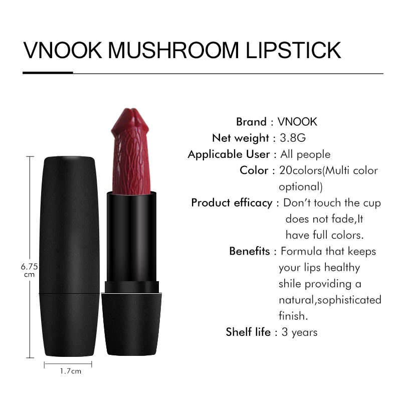 Природный Сексуальный длительный красные губы матовая Velvet Lipstick пенис голову
