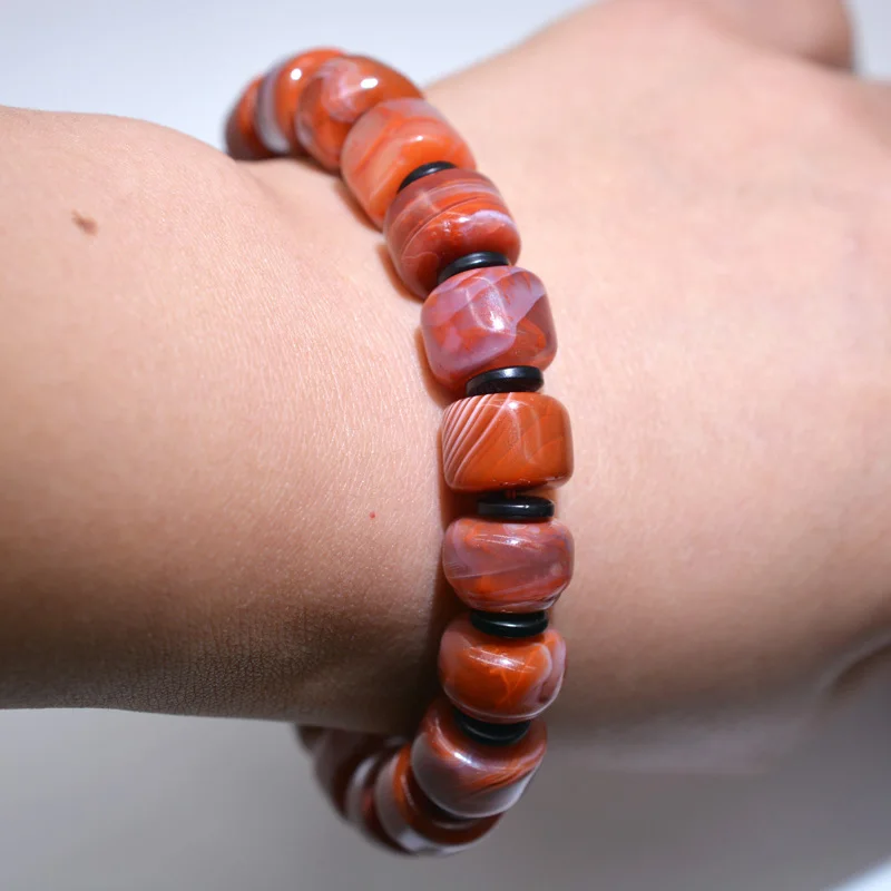 

Natural South Red Agate safety button Bracelets Drop Shipping Lucky Amulet Nan Hong Agete Bracelet & bangles For Women Men Gift