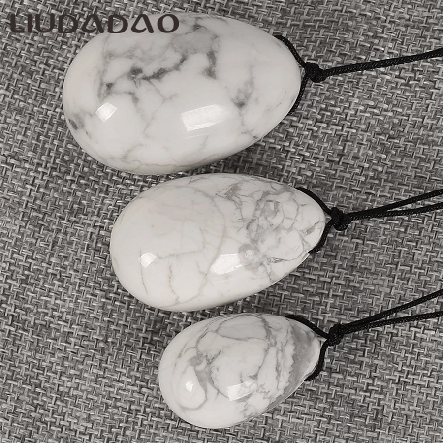 Натуральный Белый Howlite Yoni яйца Просверленный камень 3 шт./компл. шарик Бен Ва для