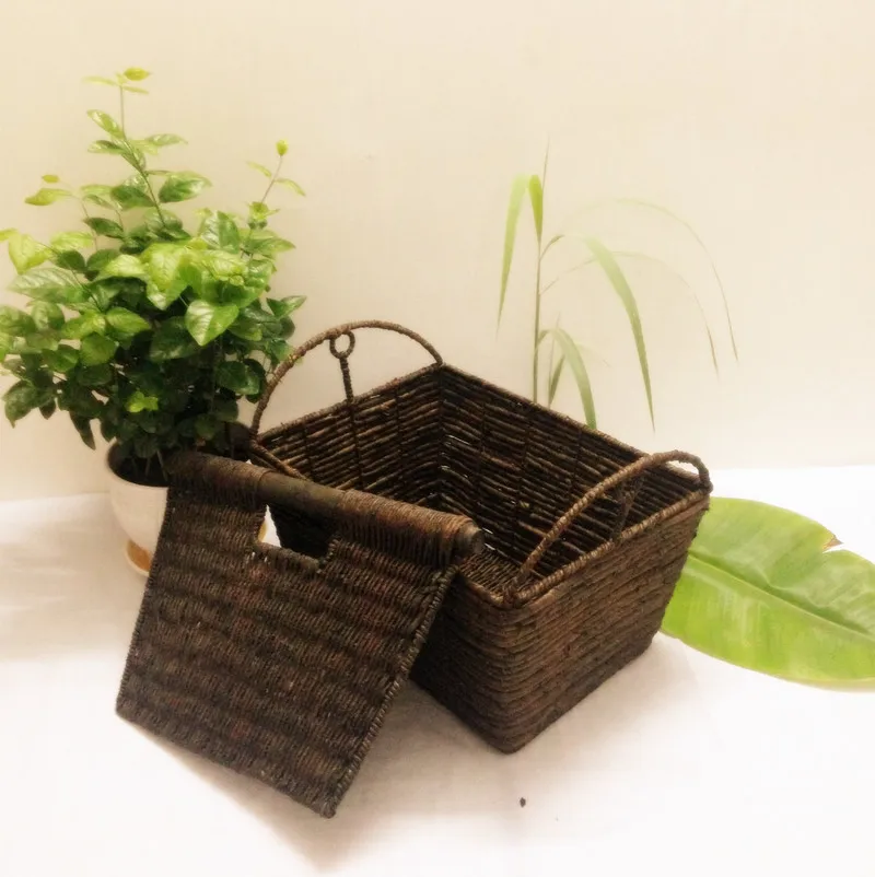Плетеная корзина из ротанга, корзина для газет, корзина для хранения, стойка для журналов, отделочная коробка для хранения