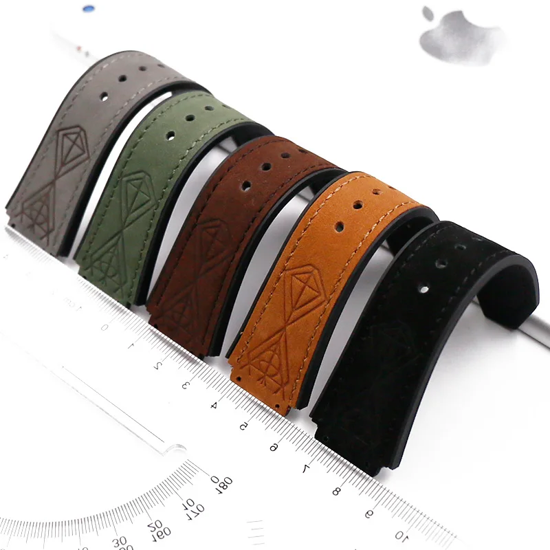 Watch accessories leather watch with 19mmx25mm rubber strap buckle for HUBLOT big bang sports waterproof bracelet watch band