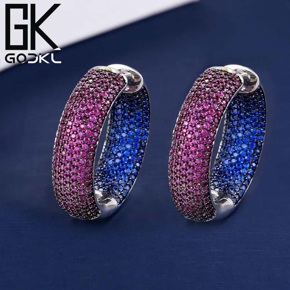 GODKI роскошные круглые массивные серьги кольца с кубическим цирконием для женщин