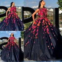 2019 elegant flowers long prom gowns jewel neck appliqued formal wear evening party gowns plus size special occasion dress