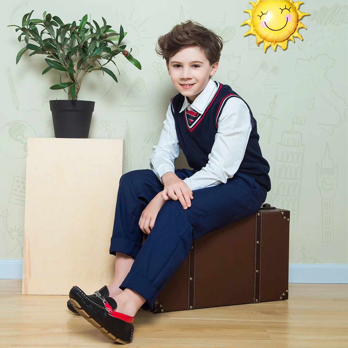 JABASIC 2019 New Metal Decoration School Shoes Boys Flat Heel Anti-slippery Loafers Casual Kids Slip-on Pu Leather | Детская одежда и