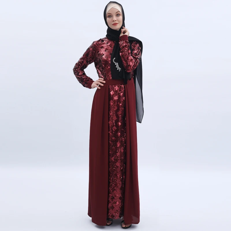 Sequin Vestidos Абая для мусульман, Дубай Арабский пакистанский хиджаб платье для женщин турецкие платья кафтан Elbise Eid халат Musulmane