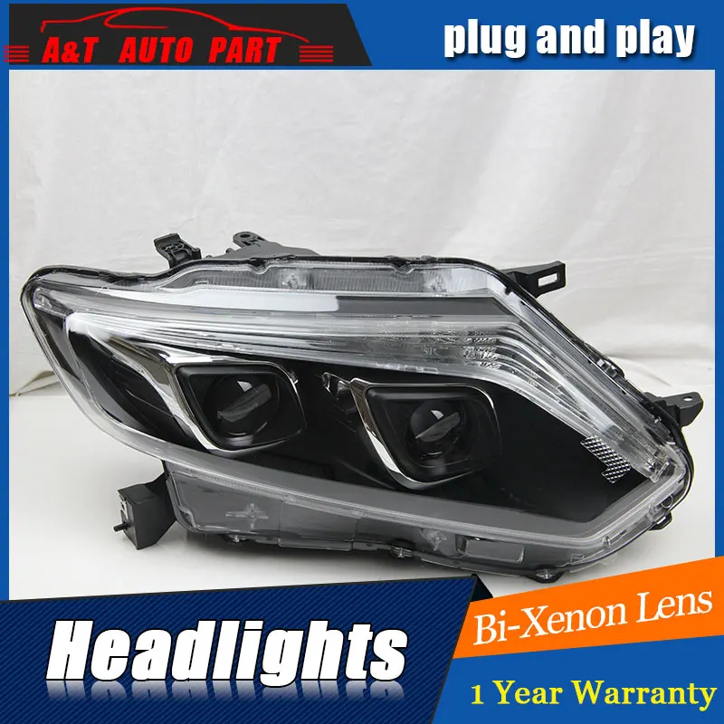 

front light Car Styling for Nissan X-trail LED Headlight 2014-2016 Rouge LED Lens Double Beam H7 HID Xenon bi xenon lens