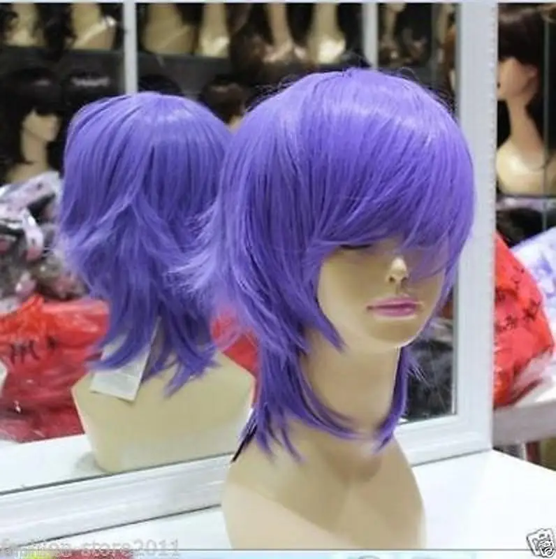 heat resistant Party hair Free shipping>>Axis Powers Hetalia APH ITALY Short Light Purple Cosplay Wig |