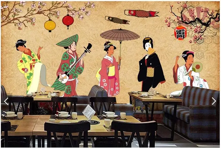 Custom retro papel de parede Japanese personalities murals for restaurant sushi living room wall home decor wallpaper | Обустройство