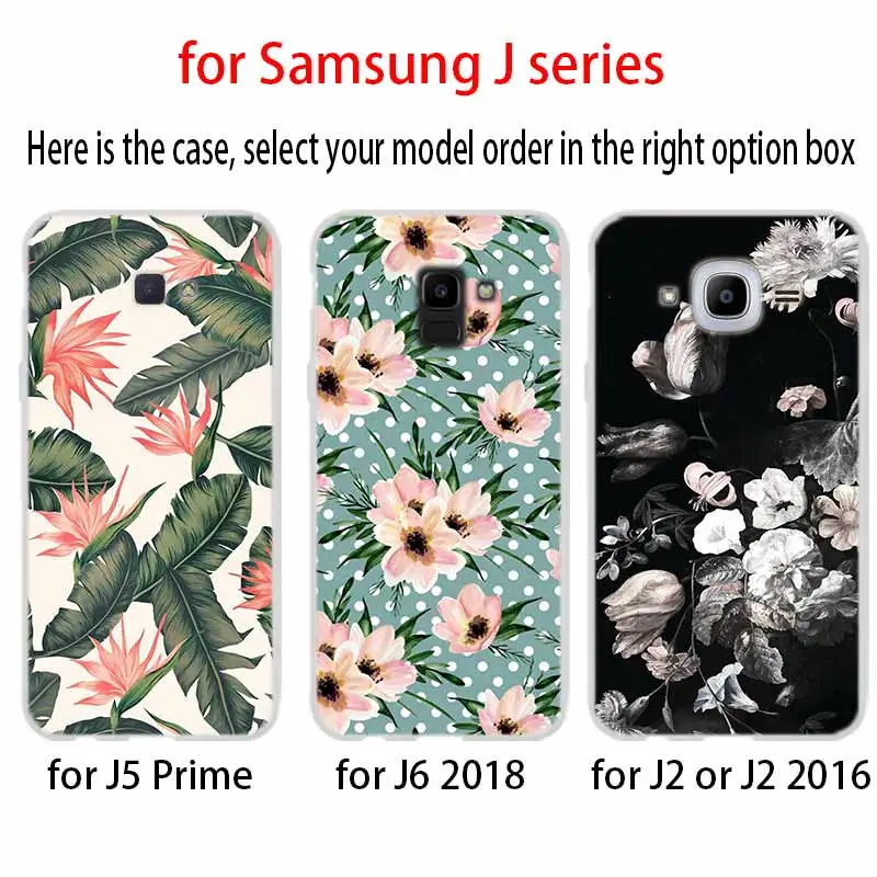 Тропические листья Персиковый Цветок чехол для Samsung J8 J4 J6 Plus 2018 J5 J3 J7 2017 ЕС 2016 Prime