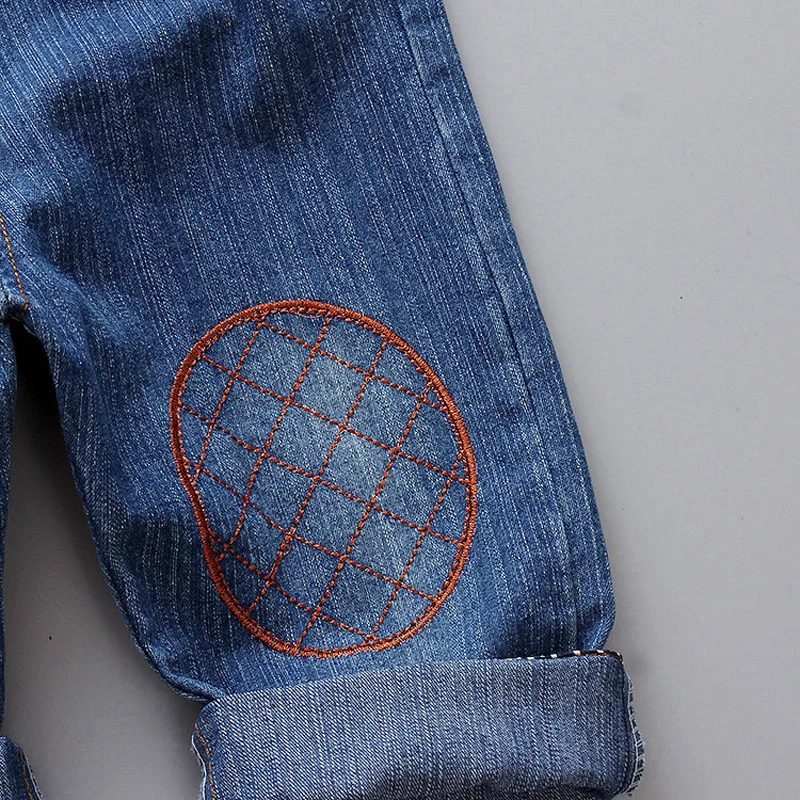 

DIIMUU Infant Clothing Boys Girls Denim Overalls Cartoons Pathckwork Monkey Cute Casual Jumpsuits Rompers Toddler Jeanpants