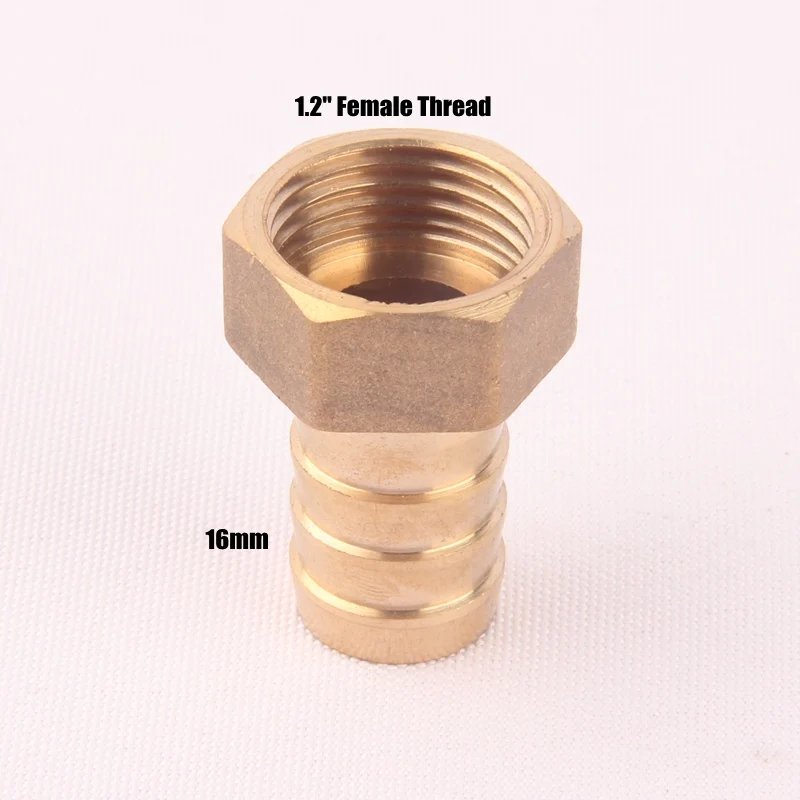 1l2 Female-16mm 1/" Женская Мужская резьба шланга Соединитель 8-19 мм Чистая латунь пагода водяные соединители орошение медь газ мягкий шланг адаптеры - Цвет: 1l2 Female-16mm