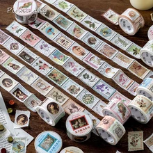 Vintage Stamp Series European Flower Plant Decorative Adhesive Tape Masking Washi Tape DIY Scrapbooking Sticker Label stationery