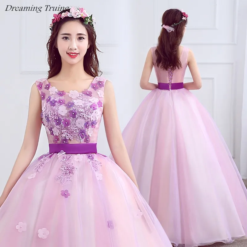 Дешевое бальное платье светло-фиолетовое Кинсеаньера Vestidos 15 Anos 2019 Тюль 3D цветы в