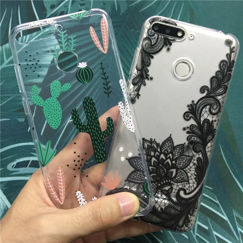 Мягкий чехол из ТПУ для huawei honor 7a pro 7 s 7x с цветочным рисунком 7c русская версия