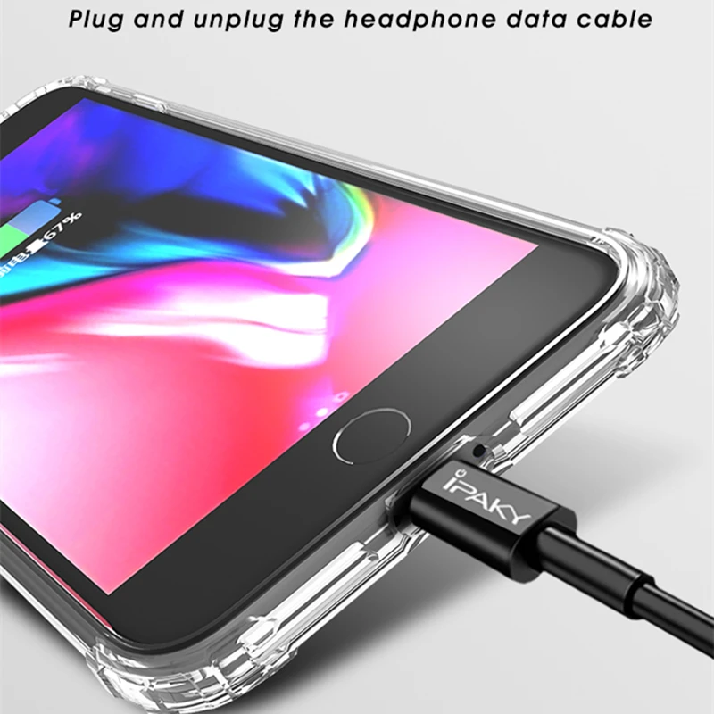 Чехол IPAKY для iPhone 8 7 Plus 6 6s ПК задний бампер из ТПУ Гибридный прозрачный