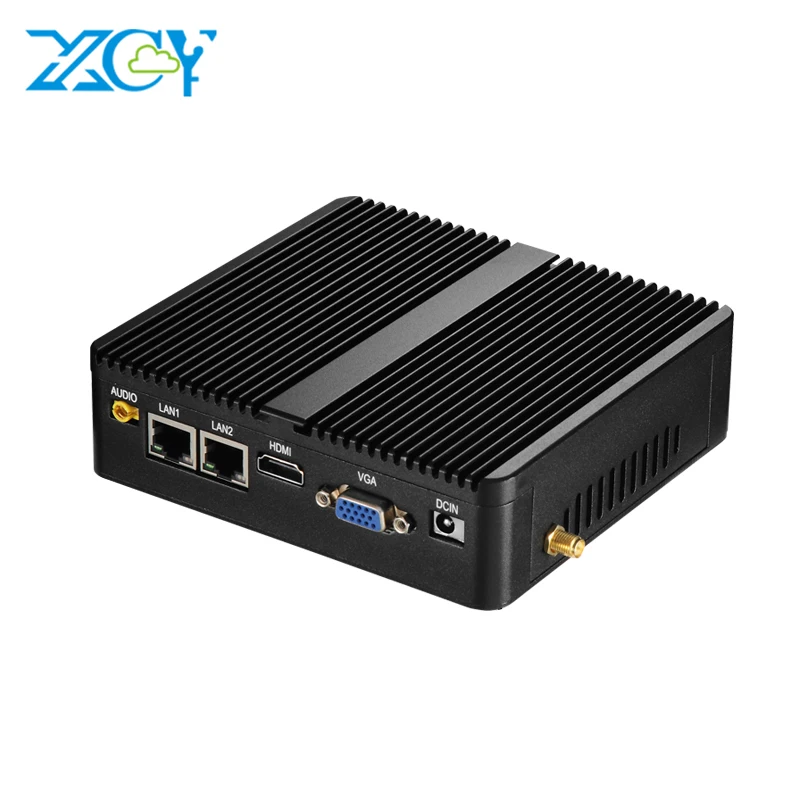 XCY безвентиляторный мини-ПК Dual LAN Celeron J1900 J1800 N2810 Windows 10 2* COM 2* Gigabit Ethernet WiFi HDMI VGA мини-компьютер