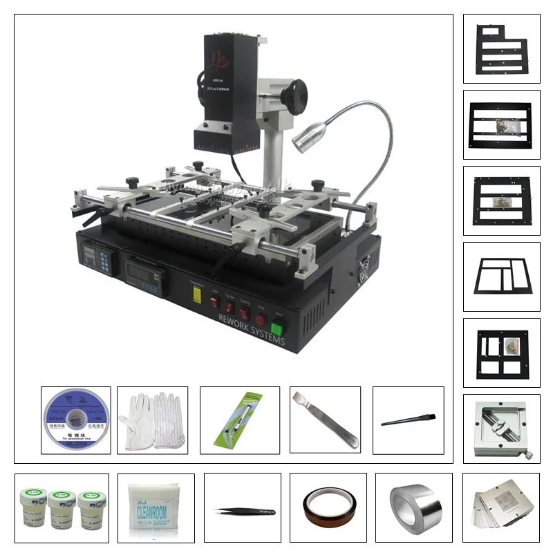 

LY IR8500 BGA Rework Station with 23PCS Heating Stencils Reballing Station Tweezers ps3 Jig Vacuum Pen