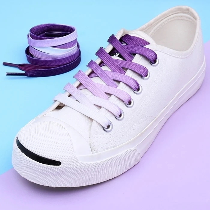 95cm Flat Color Gradient Changing Colors Shoe Laces Rainbow Print Flat Canvas Shoelace Shoes Casual Chromatic Colour Shoelaces - Цвет: 3