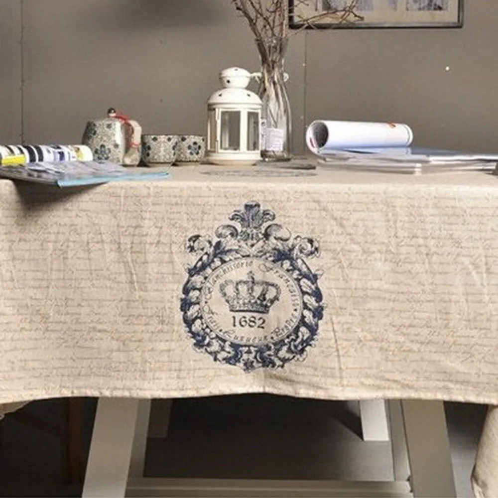 1 шт. разного размера Синий Корона скатерть для украшения дома бежевый Лен