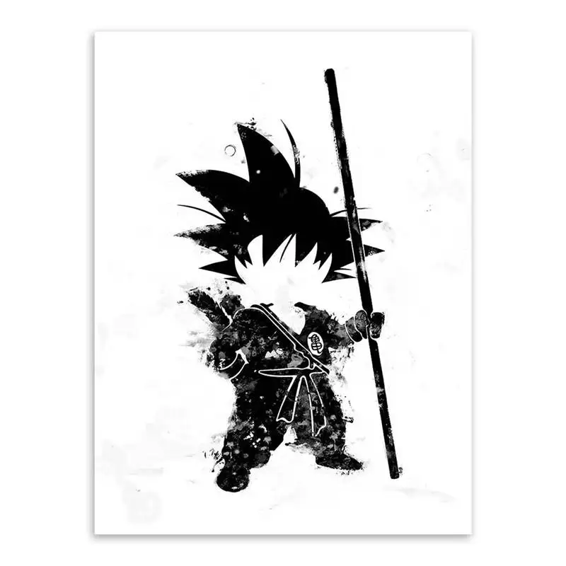 Watercolor Wukong canvas painting no frame Japanese Anime Decorative Paintings for baby kids room poster cartoon murals | Дом и сад