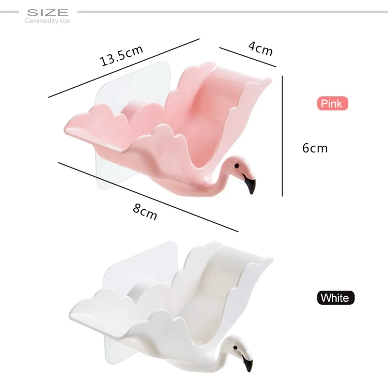 Flamingo Soap Dish Spone Holder Travel Soapbox Strong Sucker Wall Towel Stand Waterproof Case Containter Bathroom Accessories | Дом и сад
